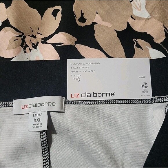 Liz Claiborne Womens Plus XXL 4Way Stretch Ponte Pants-Black Floral New- EMMA - Picture 5 of 10
